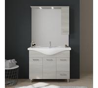 Kiamami Valentina - Meuble de Salle de Bains au Sol de 105 cm avec 3 Portes, 1 tiroir et Miroir avec Placard Suspendu de la série Rimini