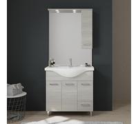 MEUBLE DE SALLE DE BAINS DE 85 CM SUR PIEDS CHROMÉS CHÊNE GRIS | RIMINI