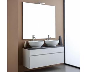 Kiamami Valentina - Meuble de Salle de Bains sous lavabo 120cm Blanc avec Dessus Anthracite, miroir120x110 | Sole