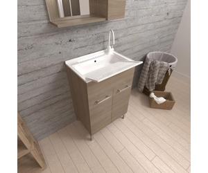 Kiamami Valentina - Meuble évier 50cm chêne naturel 2 portes avec planche à laver amovible | Pratico