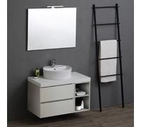 Kiamami valentina meuble haut salle de bain avec miroir - Blanc