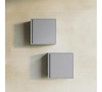 Kiamami Valentina meuble mural salle de bain 39x39x16 cm gris clair | MDF certifié FSC, porte réversible à fermeture douce, 1 étagère en verre, gain de place