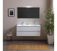 Kiamami Valentina Meuble Salle de Bain 120 cm Berlin Blanc Effet Bois