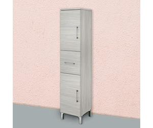 Kiamami Valentina meuble salle de bain 150 cm 2 portes 1 tiroir chêne gris | Largeur 31,5 cm, profondeur 33,5 cm, pieds chromés, déjà monté, assorti Rimini, effet bois