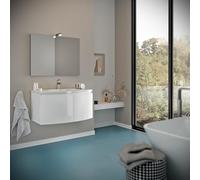 Kiamami Valentina - Meuble de Salle de Bain 80 cm avec façade courbée et Deux Portes Blanc Brillant | Garda