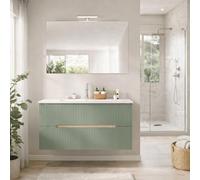 Kiamami Valentina Meuble Salle de Bain Suspendu 100 cm Magnolia chêne Glace