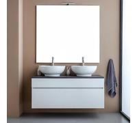 Kiamami Valentina - Meuble de Salle de Bains sous lavabo 120cm Blanc avec Dessus Anthracite, miroir120x110 | Sole