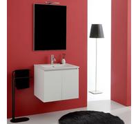 Kiamami Valentina Meuble Salle de Bain Suspendu 60 cm 2 Portes Blanc