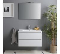 Kiamami Valentina Meuble Salle de Bain Suspendu 80 cm Blanc Brillant 2