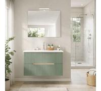 Kiamami Valentina Meuble Salle de Bain Suspendu 80 cm Magnolia chêne Glace