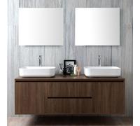 Kiamami valentina meuble de salle de bain suspendu - noyer foncé