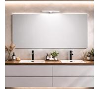 Kiamami Valentina - Miroir 120x70 avec Bordure en Fil Brillant et Lampe chromée