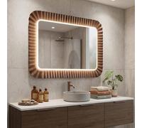 Kiamami Valentina Miroir À LED avec Cadre en Verre ONDULÉ Bronze 94X68