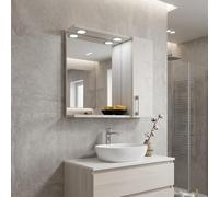 Kiamami Valentina - Miroir de Salle de Bain en chêne Blanc avec lumière LED