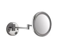 Kiamami Valentina miroir grossissant mural rond 5X avec LED Eva | Bras extensible, LED 5,2 W, finition chrome, acier inox et verre, h 21,8 x l 20-24,9 x p 7,3-35,9 cm