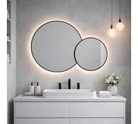 Kiamami Valentina - Miroir Double Rond avec Bord Noir 103x70 rétro-éclairé par LED