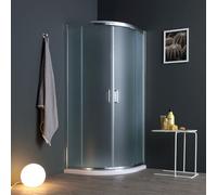Kiamami Valentina - Paroi de douche semi-circulaire 80x80 verre dépoli 6 mm ouverture coulissante | Giada
