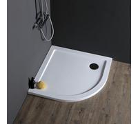 Kiamami Valentina - Plateau de Douche Semi-Circulaire 90x90 cm en Acrylique et ABS Blanc | Alba