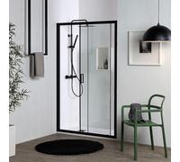 PORTE DE DOUCHE NICHE COULISSANTE NOIR MAT 120 CM CITY