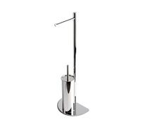 PORTE-ROULEAU DE PAPIER TOILETTE ET BROSSE DE TOILETTE CHROMÉ AVEC BASE EN DEMI-LUNE