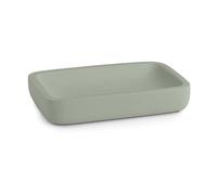 Kiamami Valentina porte-savon à poser en résine vert sauge mat | Dimensions 12,1x8,2x1,9 cm, résine, vert sauge mat, idéal pour petits lavabos