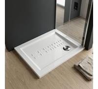 Kiamami Valentina receveur de douche 70x90 cm céramique blanc | Rectangulaire, épaisseur 5,5 cm, antidérapant, installation à fleur de sol, fabriqué en Italie