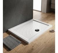 Kiamami Valentina receveur de douche 72x90 cm céramique antidérapant Malte | Hauteur 6 cm, rebord surélevé, 3 côtés émaillés, surface antidérapante, bonde non incluse
