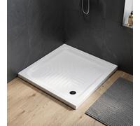 Kiamami Valentina receveur de douche carré 90x90 cm céramique antidérapant | Surface antidérapante, hauteur 12 cm, 3 côtés émaillés, fabrication italienne, bonde non incluse