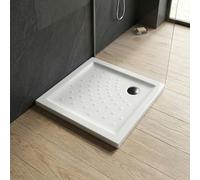 Kiamami Valentina Receveur de Douche carré Malta, 80x80cm céramique Blanche h6cm