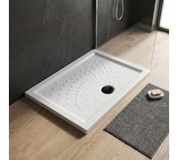 Kiamami Valentina - Receveur de Douche en céramique Blanche 100x80cm h6cm | Malte