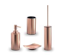 Kiamami Valentina set accessoires salle de bain 4 pièces cuivre inox | Série Clivia, finition cuivre, distributeur savon, gobelet, plateau, porte-brosse, style moderne
