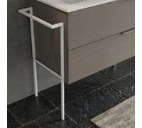 Kiamami Valentina - Support pour meuble de salle de bain suspendu avec porte-serviettes en métal blanc mat, support réglable avec pieds antidérapants