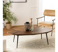Kiara - table basse en bois recyclé ovale 135x70cm plateau chevrons