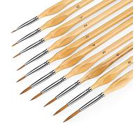 KIASON Lot de 10 pinceaux Miniatures à Petite Pointe Fine, avec poignées triangulaires, Parfaits pour l'acrylique, l'aquarelle, l'huile, l'artisanat, Les modèles, Warhammer 40K