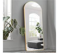 KIAYACI Miroir de Sol arqué Pleine Longueur avec Support, Miroir Mural pour Chambre à Coucher, Dressing (doré, 165,1 x 55,9 cm)