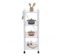 KIAYCC Organisateur de rangement de cuisine à 4 niveaux, étagère à | Paravent étroit en acier au carbone pour cuisine, salle de bain, balcon et débarras, 32 x 32 x 100 cm, noir et blanc