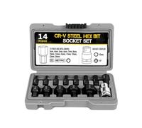 KiBcsLic 14 Pièces Jeu Douilles Tournevis Compact Coffret D'embouts Hexagonaux Résistant Douilles Tournevis avec Coffret pour Garage