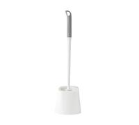 KiBcsLic Brosse de Toilette Ronde Brosse WC Ensemble avec Support Fermé Montage Mural Manche Long Poils Denses Nettoyage des Recoins 360 Degrés en, Gris Et Blanc