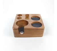 KiBcsLic de Pressage Espresso Organisateur Support Porte-filtre Tamper Socle Antiglisse Bois Massif avec Hauteur Ajustable Rangement des Accessoires Adapté à Comptoir Maison Bureau, 51-54mm
