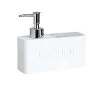 KiBcsLic Distributeur de Savon Liquide Organisateur pour Cuisine Pompe Support Éponge Récipient Savon Résine Fonction Pratique Convenant à Bureau Salle D'Eau R, Blanc