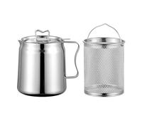 KiBcsLic Ensemble de Friteuse En Acier Inoxydable, Récipient de Cuisson, Pot de Stockage D'huile pour Faire Bouillir Des Frites, pour La Maison et Le Campi, 2.0L