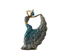 KiBcsLic Figurine Danseuse Élégante Statue Danseuse en Résine Statuette Paon pour Bureau, Doré, Danseuse De Paon Dorée