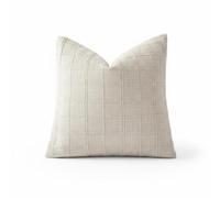 KiBcsLic Housse de Coussin en Lin Taie Couvre-Oreiller Coussinet Polyester à Effet Lin Carreaux Sobres Touche Chaleureuse pour Mélange avec Neutres Convient au, Gris, 45 45cm