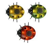 KiBcsLic Lot de 3 Statues Lumineuses Solaires Coccinelles pour Extérieur, Jardin de Ferme Ou Allée.