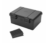 KiBcsLic Mallette à Outils Étanche IP67 Boîte Rigide Coffret Valise Coque Dure Renforcée avec Latches Robustes Trou pour Soupape, JSJM1710 Noir avec Éponge