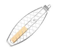 KiBcsLic Panier à Griller pour Barbecue, Pince à Griller, Manche en Bois, Pliable, Multifonction, Pince à Poisson, Grille à Griller