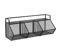 KiBcsLic Panier de Rangement Suspendu Organisateur Mural Étagère Murale Métal Filaire Fonction Pratique Adapté Cuisine Chambre Placard Atelier, 3 Grille
