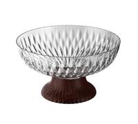 KiBcsLic Plateau à Fruits Aspect Bois Élégant Bol à Fruits sur Pied Décoratif Plat Service pour Table Basse, Gris Transparent