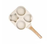 KiBcsLic Poêle 4 Cavités Forme Étoile et Cœur Poêle à Œufs Aspect Bois, Beige, Beige