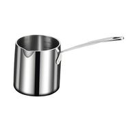 KiBcsLic Poêle à Friture Profonde Petite Casserole avec Manche Ustensile à Lait Multifonction Acier Inoxydable Brillant Chauffe Rapide Convient pour Cuisine, M